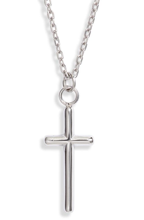 Knotty Cross Pendant Necklace in Rhodium