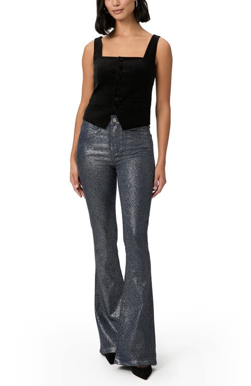 Shop Paige Lou Lou Glitter Coated High Waist Flare Pants In Glitter Luxe Coating