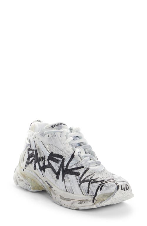 Balenciaga Graffiti Runner In White/black