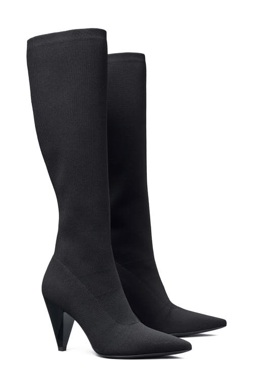 Tory Burch Engineered Knit Knee High Boot in Perfect Black