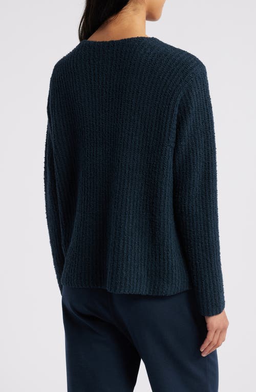 Shop Eileen Fisher V-neck Organic Cotton & Cashmere Blend Sweater In Deep Adriatic