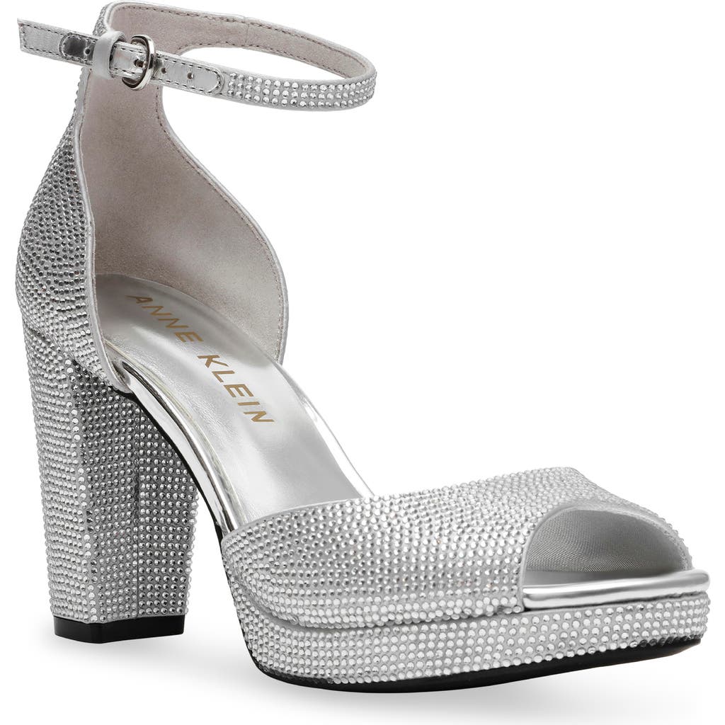 Anne Klein Women's Vista Embellished Platform Dress Sandals In Silver Crystal