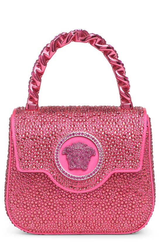Versace Mini Crystal La Medusa Handbag In Tropical Pink-palladium