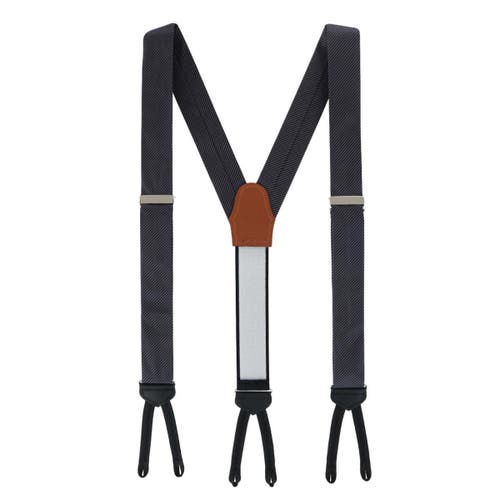 Trafalgar Big & Tall Leyton Diagonal Lined Tone On Tone Silk Formal End Suspenders In Graphite