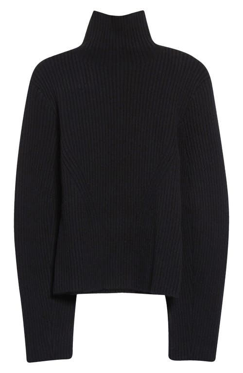 Shop Eenk Rib Wool Blend Turtleneck Sweater In Black