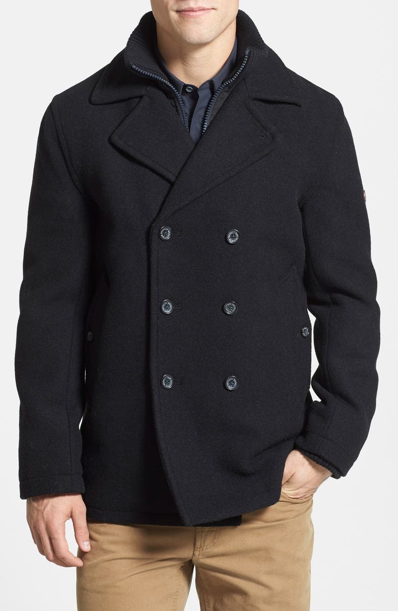 Ben Sherman Wool Blend Peacoat with Ribbed Collar | Nordstrom