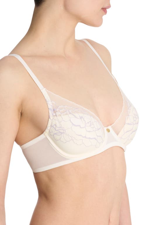 Shop Natori Flora Underwire Contour Bra In Warm White/lavender Frost