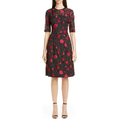 Lela Rose Holly Rose Jacquard Fit & Flare Dress