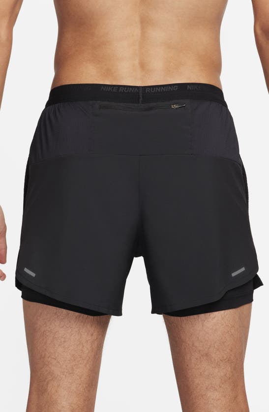 Nike Men's Stride Dri-fit 5" 2-in-1 Running Shorts In Black/ Black/ Black