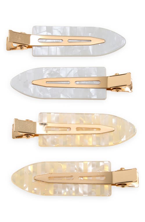 BP. Assorted 4-Pack Marble Creaseless Hair Clips in White Multi at Nordstrom
