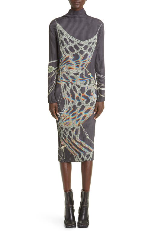 Julia Heuer Vigo Long Sleeve Plissé Dress in Arielle