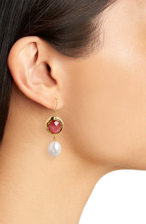 Shop Karine Sultan Freshwater Pearl Drop Earrings In Gold