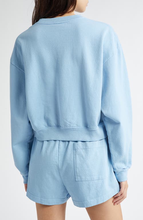 Shop Sporty And Rich Sporty & Rich Wellness Studio Crop Cotton Sweatshirt In Sky Blue