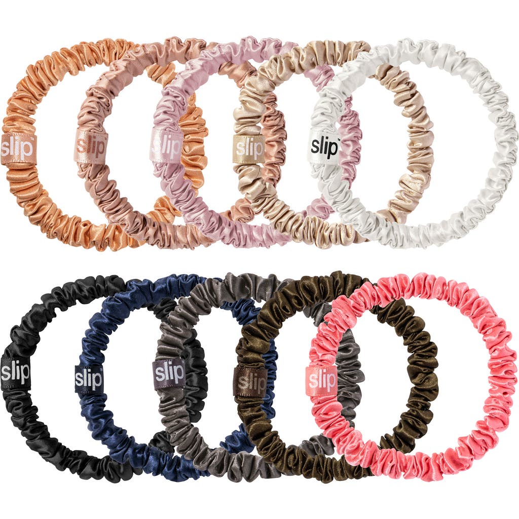 SLIP SLIP PURE SILK 10-PACK SKINNY SCRUNCHIES (NORDSTROM EXCLUSIVE) $65 VALUE