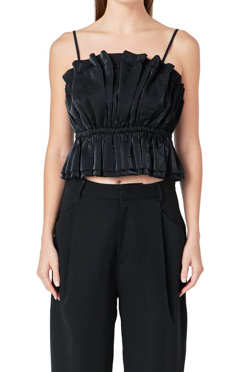 Endless Rose Sheen Ruffledcrop Camisole In Black