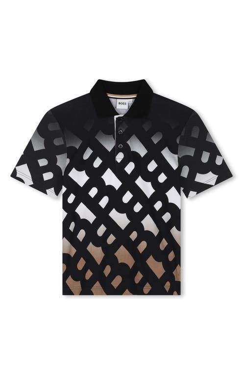 BOSSWEAR BOSS KIDSWEAR KIDS' MONOGRAM PRINT COTTON POLO 