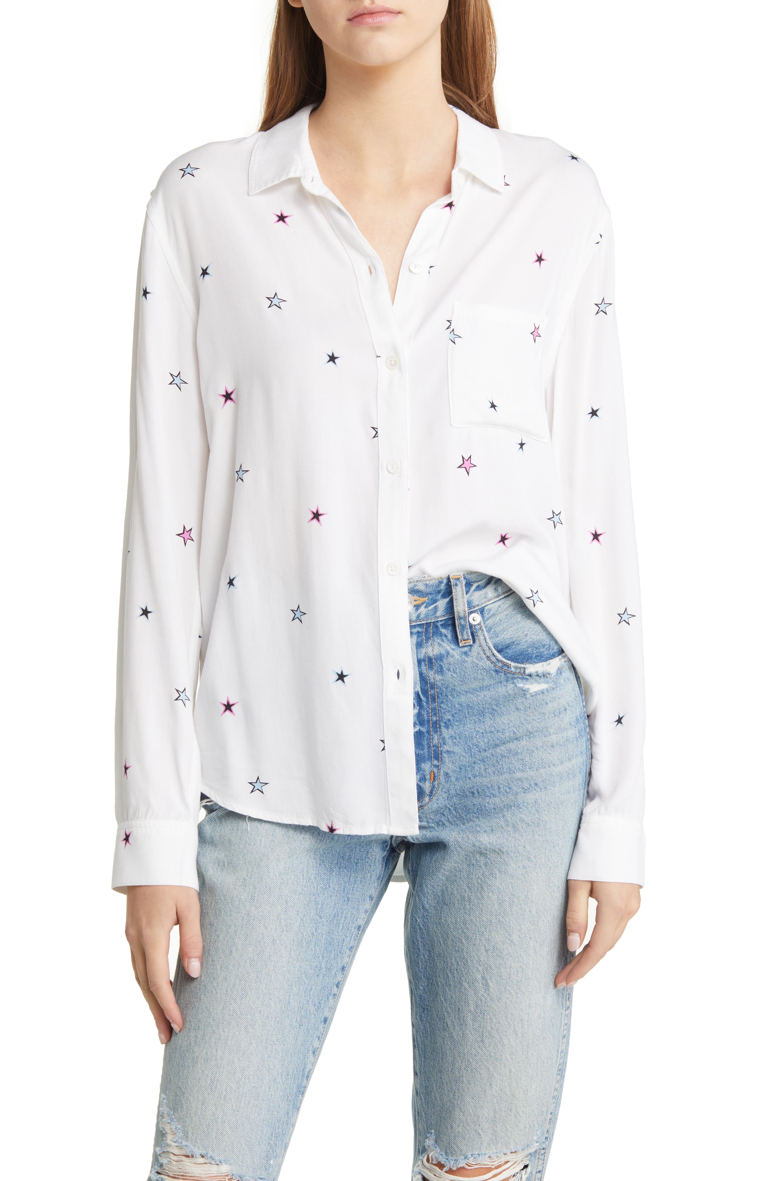 Tops Railswomens Tops Kate Lynx Print Silk ButtonUp Blouse at