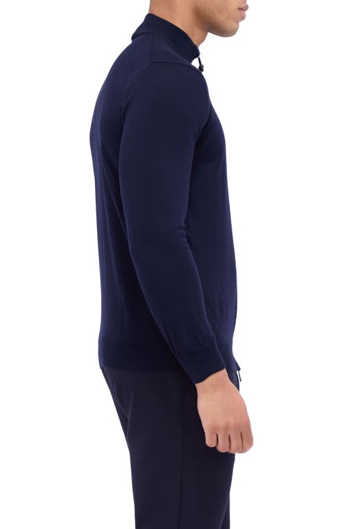 Shop Bugatchi Merino Wool Full Zip Jacket In Navy