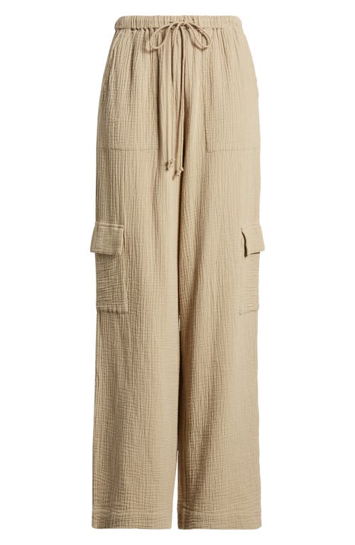 Shop Rails Christiano Wide Leg Cotton Gauze Cargo Pants In Olive