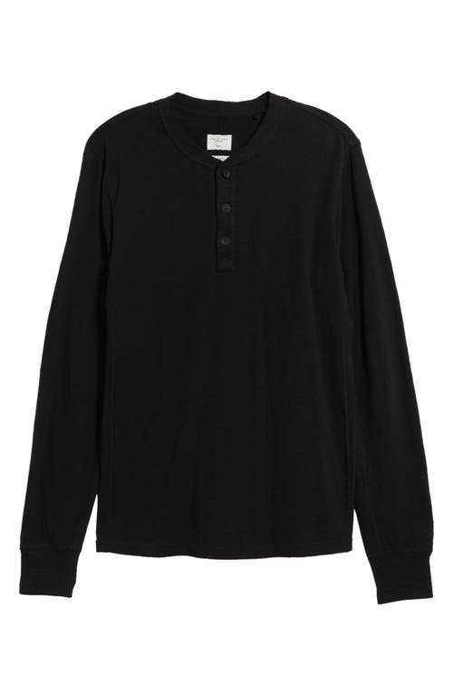 Rag & Bone Classic Flame Henley Tee In Jet Black