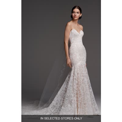 Watters Medici Strapless Lace Mermaid Gown, Size IN STORE ONLY - Ivory