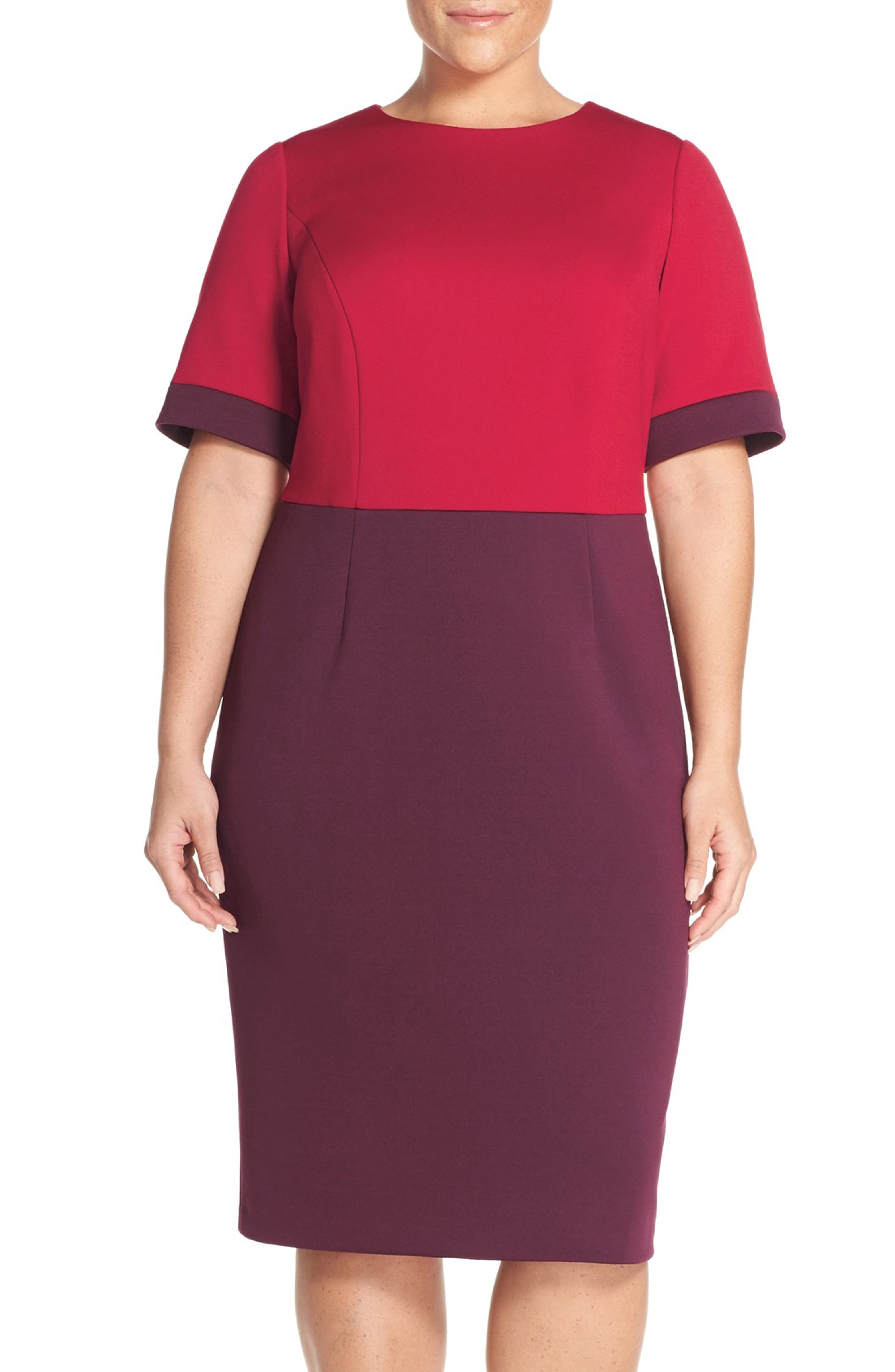 Maggy London Colorblock Scuba Knit Sheath Dress (Plus Size) Nordstrom