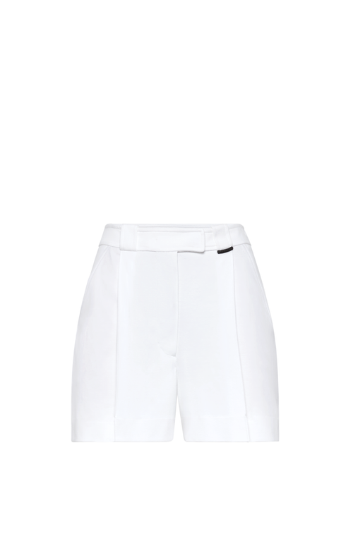 Shop Brunello Cucinelli Cotton Interlock Shorts With Shiny Tab In White