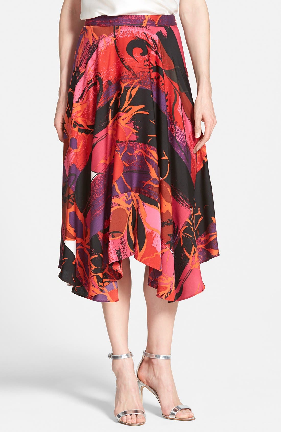 Classiques Entier® Print Stretch Silk Handkerchief Hem Skirt Nordstrom