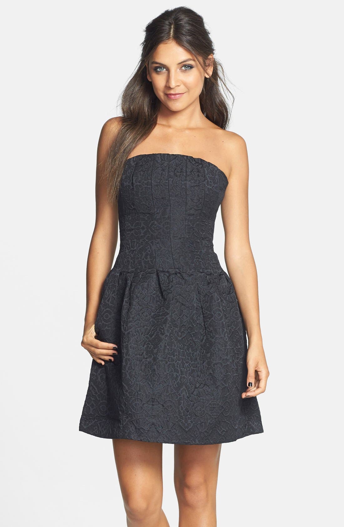 Smai NYC Strapless Brocade Fit & Flare Dress (Juniors) Nordstrom