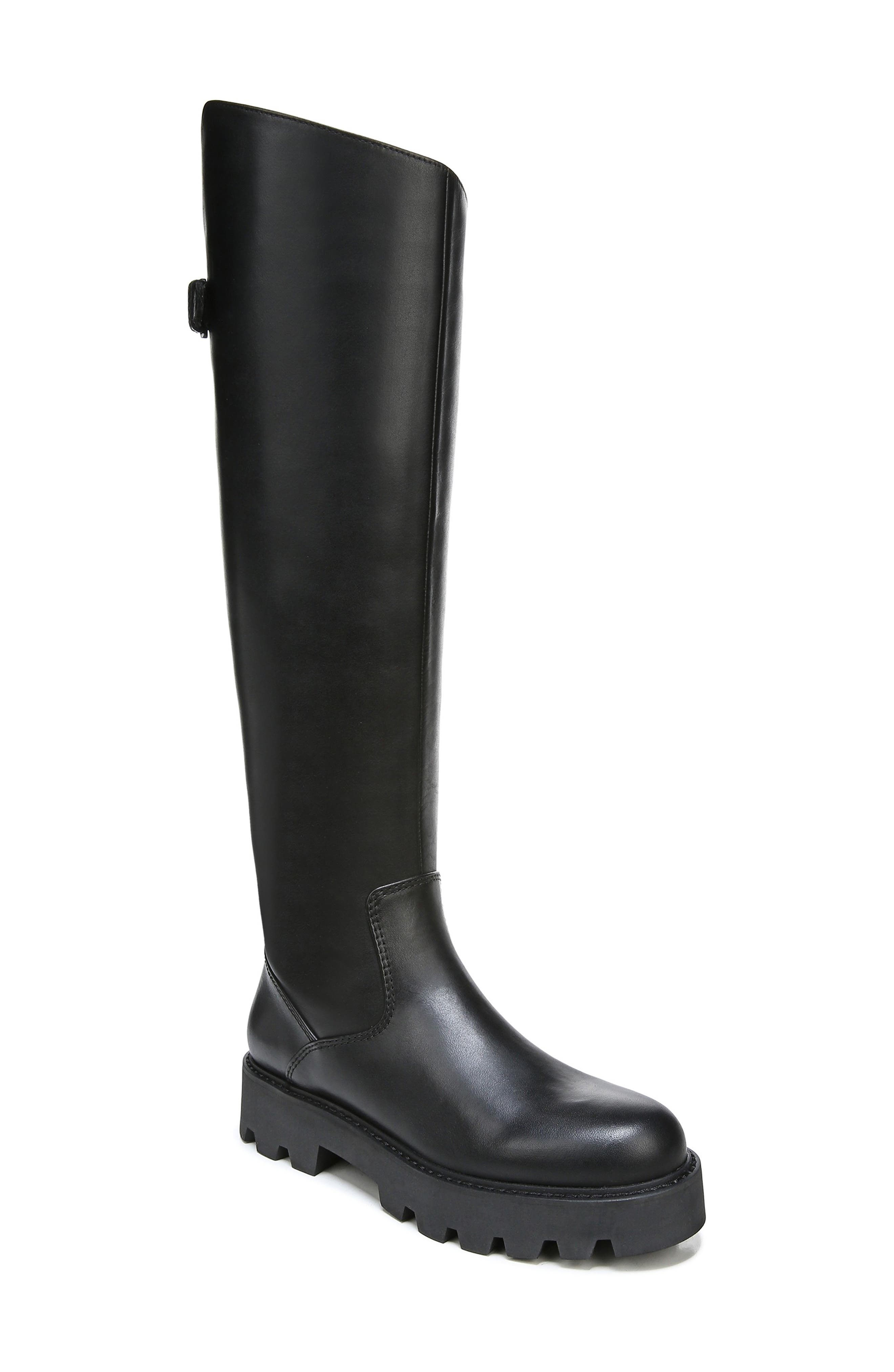 tall black lug sole boots