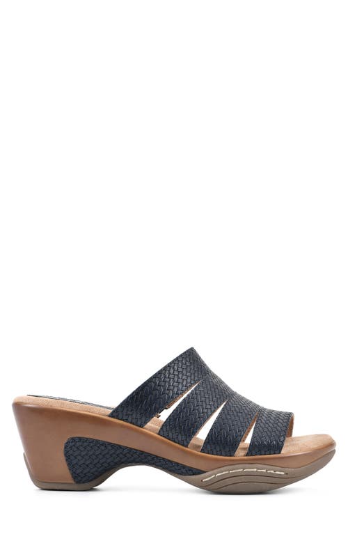 White Mountain Footwear White Mountain Valora Wedge Sandal In Navy/woven