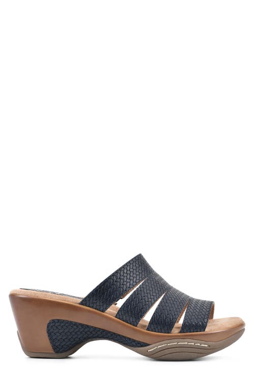 Shop White Mountain Footwear White Mountain Valora Wedge Sandal In Navy/woven