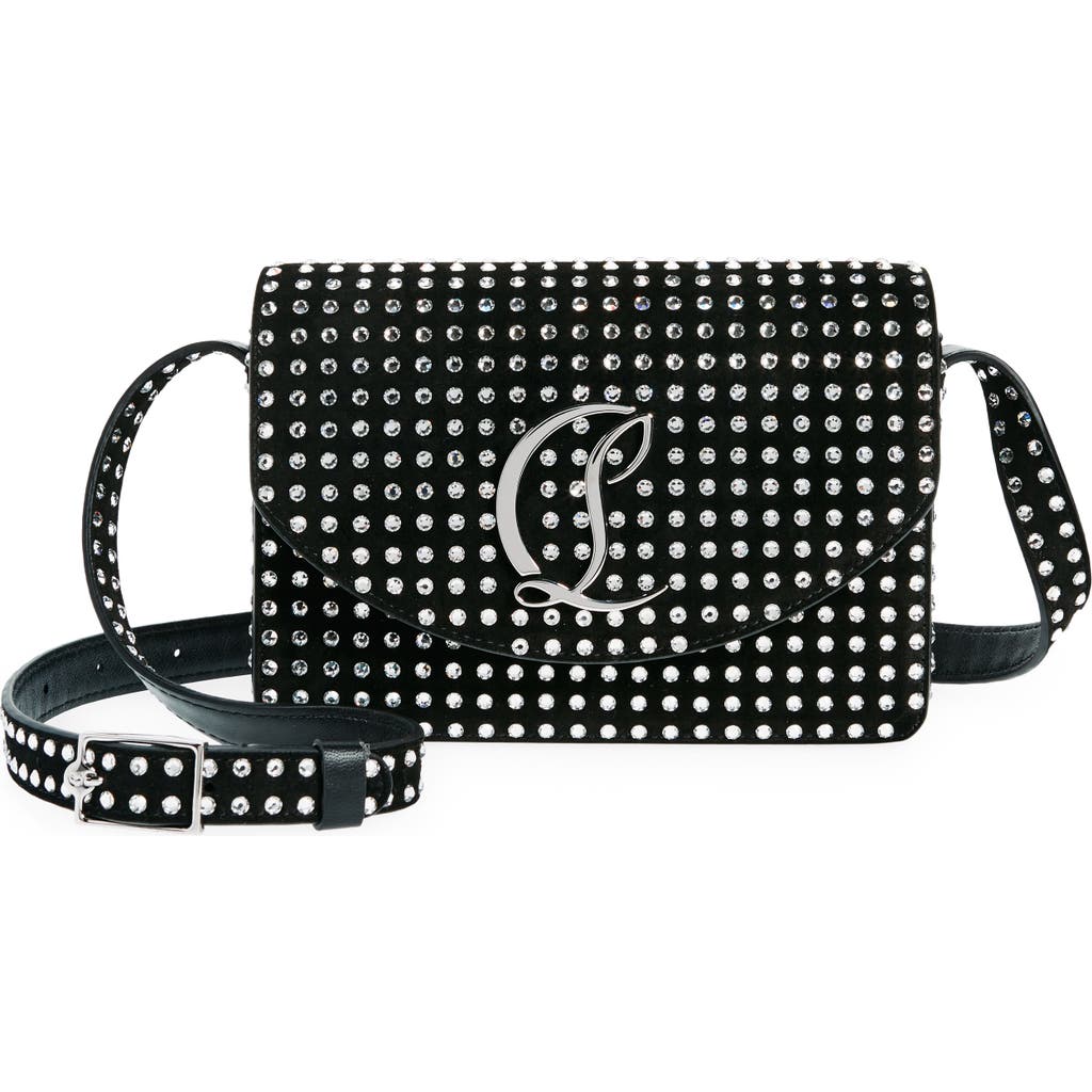 Christian Louboutin Small Loubi54 Crystal Embellished Leather Crossbody Bag In Black