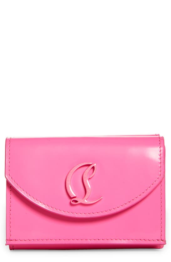 Christian Louboutin Loubi54 Leather Compact Wallet In Fluo Pink/ Fluo Pink
