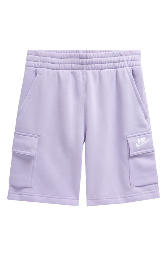 Shop Nike Kids' Club Fleece Cargo Shorts In Hydrangeas/ White