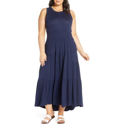Plus Size Lucky Brand Smocked Tank Dress, Blue