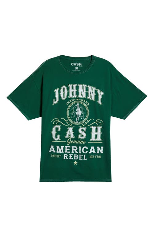 Johnny Cash American Rebel Cotton Graphic T-Shirt in Forrest Green