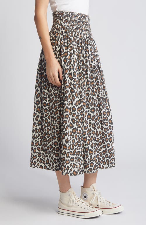 Shop The Great . The Viola Leopard Print Cotton Midi Skirt In Heritage Leopard