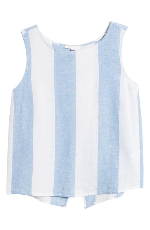 Shop Beachlunchlounge Kelis Stripe Layered Back Sleeveless Linen & Cotton Top In Morocco Sky