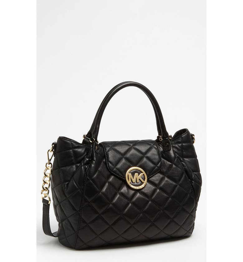 MICHAEL MICHAEL KORS 'Fulton - Large' Quilted Tote, Main, color, Black