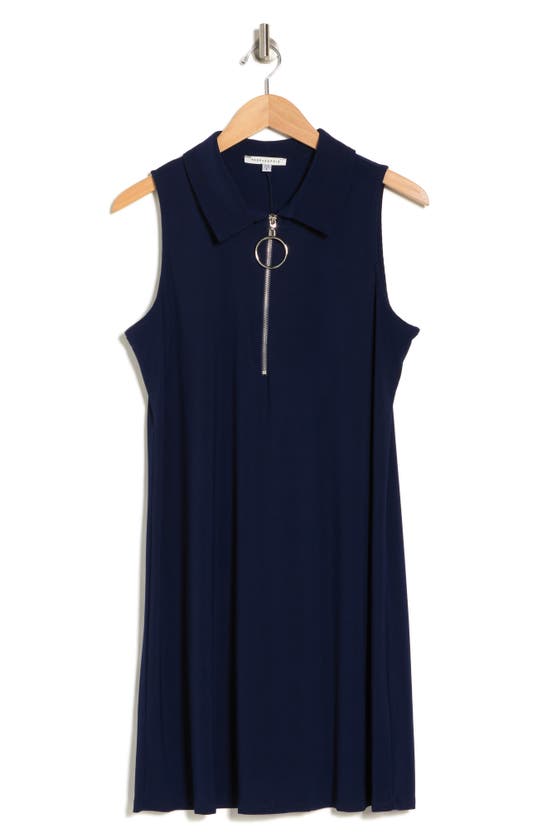 Shop Tash And Sophie Zipper Pull Polo Dress In Navy