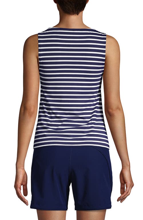 Shop Lands' End Long Torso High Neck Upf 50 Sun Protection Modest Tankini Swimsuit Top In Deep Sea Navy