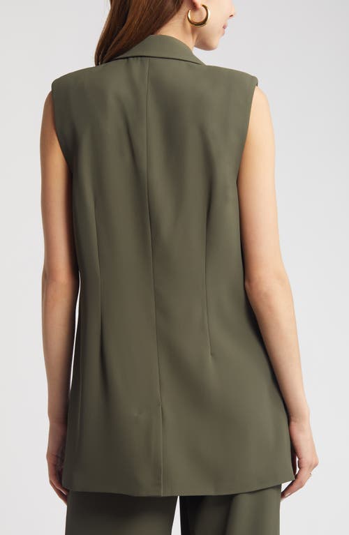 Open Edit Tailored Long Vest In Green City