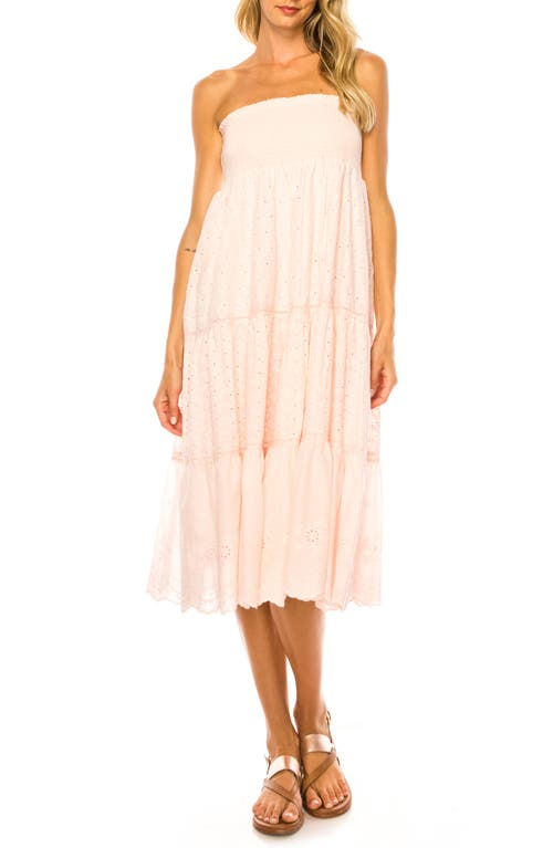 A COLLECTIVE STORY Smocked Cotton Eyelet Convertible Maxi Skirt in Mauve Chalk