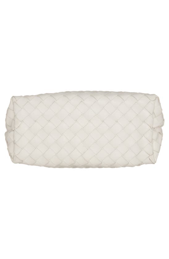 Shop Bottega Veneta Small Andiamo Intrecciato Shoulder Bag In White/ Brass/ White