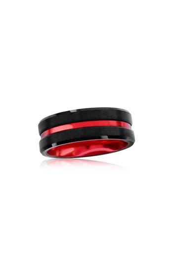 Shop Blackjack Tungsten Two-tone Ring In Black/red