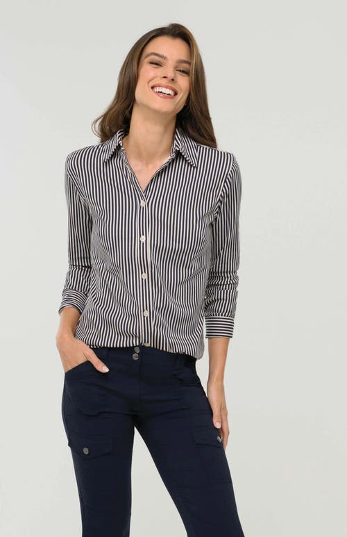 Shop Anatomie Tania Top In Stone/navy Stripe