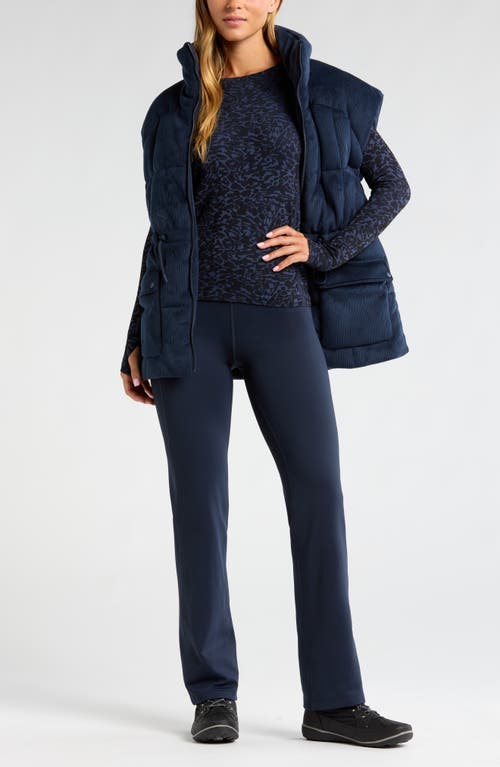 Shop Zella Fleece Lined Straight Leg Pants In Navy Sapphire