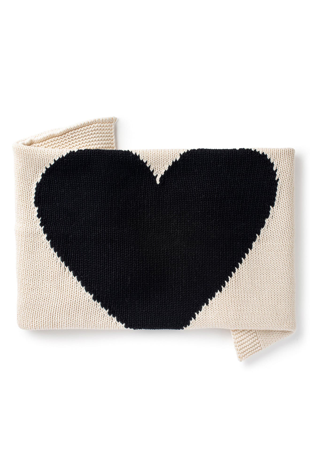 Domani Home Heart Knit Baby Blanket in Black/Natural 