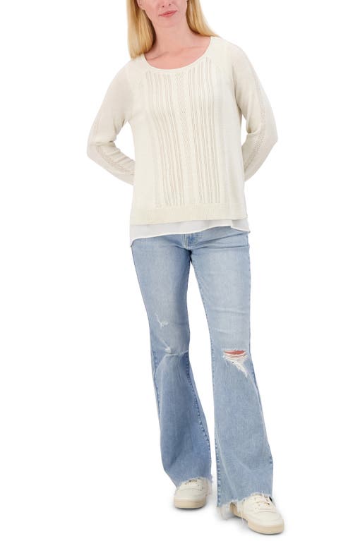 LUCKY BRAND LUCKY BRAND MIXED MEDIA LUREX CREW SWEATER 
